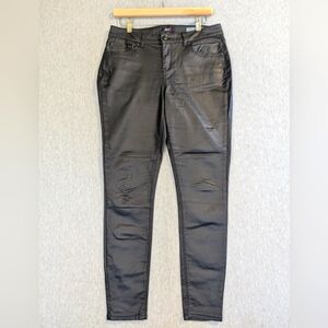 DH3 Mia Skinny Faux Leather Pants Women's 10 X 29 Black Mid Rise Rayon Blend